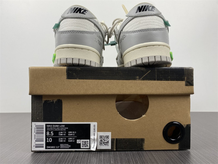 nike dunk low o-w lot 42 dm1602-117
