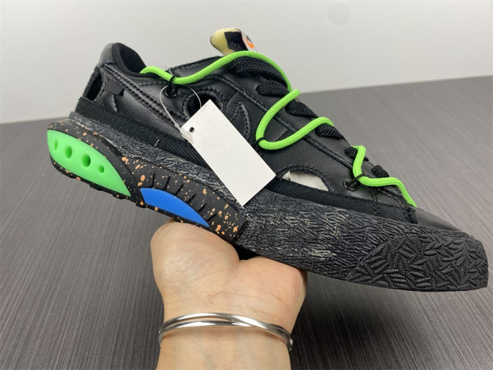 o-w x nike blazer low black electro green dh7863-001