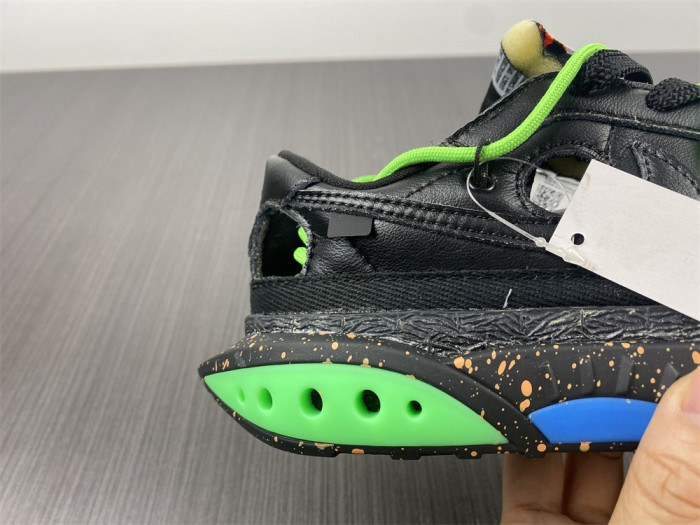 o-w x nike blazer low black electro green dh7863-001