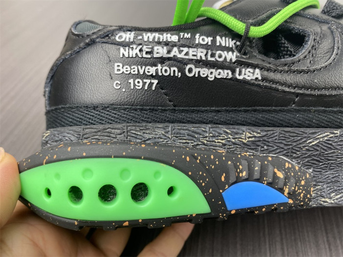 o-w x nike blazer low black electro green dh7863-001