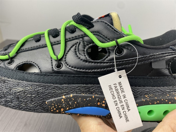 o-w x nike blazer low black electro green dh7863-001