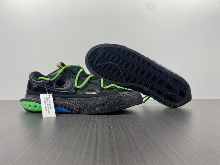o-w x nike blazer low black electro green dh7863-001
