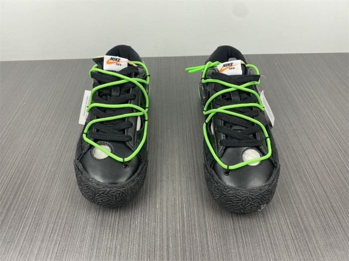 o-w x nike blazer low black electro green dh7863-001