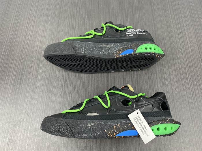 o-w x nike blazer low black electro green dh7863-001