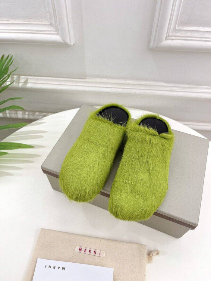 marni calf hair slippers