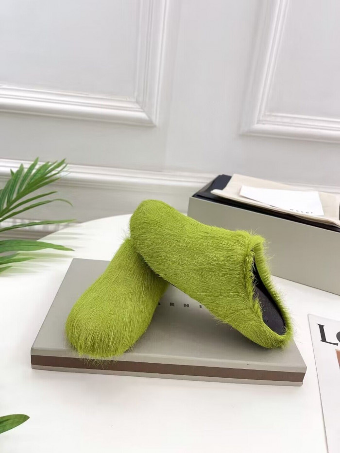 marni calf hair slippers