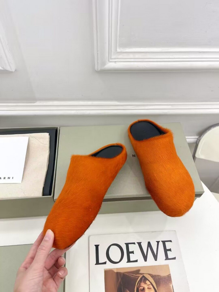 marni calf hair slippers