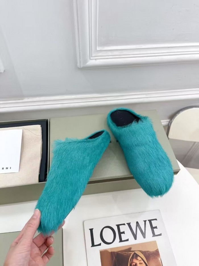 marni calf hair slippers