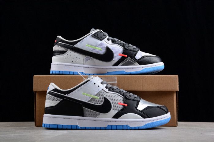 nike dunk low scrap black neutral grey university blue white dn5381-001
